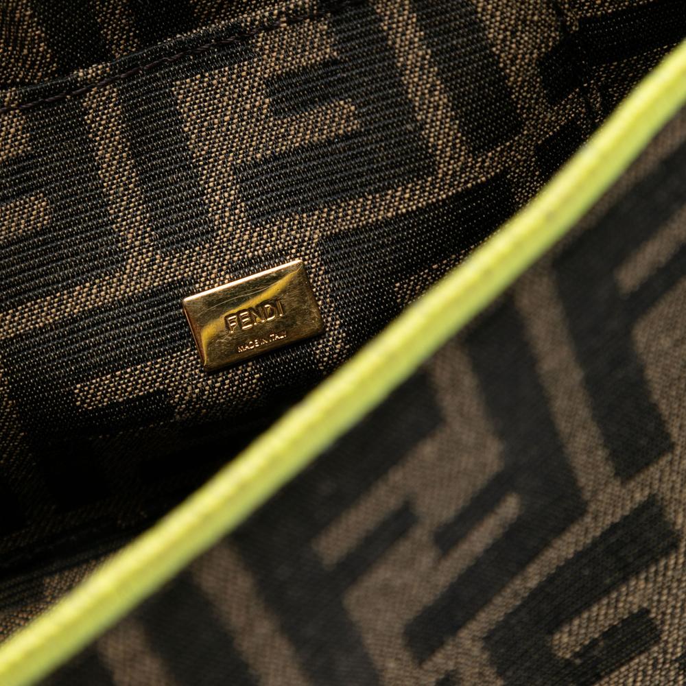 Fendi AB Fendi Brown Canvas Fabric Mini Zucca 1974 Roma Amor Baguette Crossbody Italy