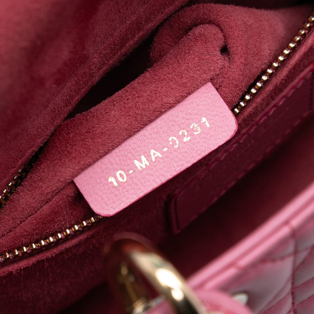 Christian Dior B Dior Pink Lambskin Leather Leather Small Gradient Lambskin Cannage Lady Dior Italy