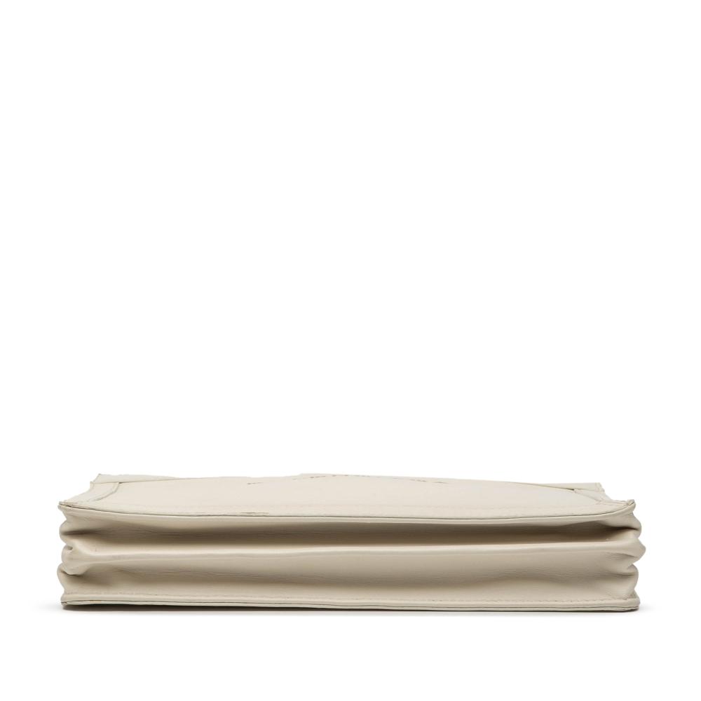 Balenciaga B Balenciaga White Ivory Calf Leather Perforated Logo Navy Pochette Crossbody Italy