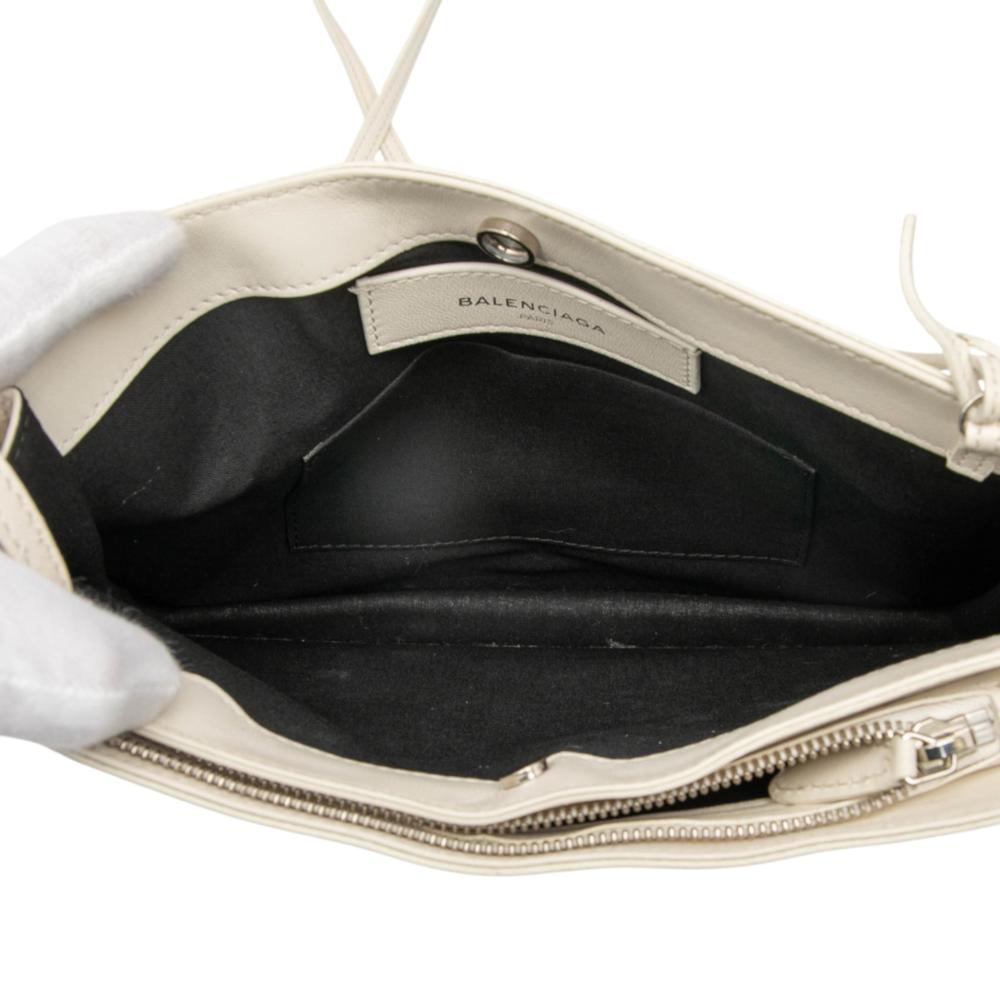Balenciaga B Balenciaga White Ivory Calf Leather Perforated Logo Navy Pochette Crossbody Italy