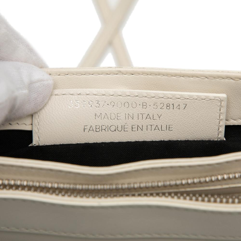 Balenciaga B Balenciaga White Ivory Calf Leather Perforated Logo Navy Pochette Crossbody Italy