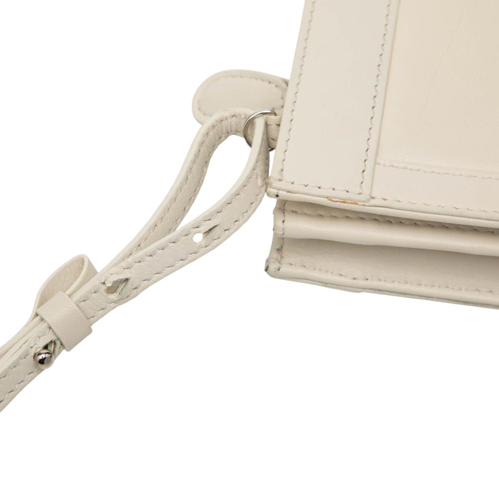 Balenciaga B Balenciaga White Ivory Calf Leather Perforated Logo Navy Pochette Crossbody Italy
