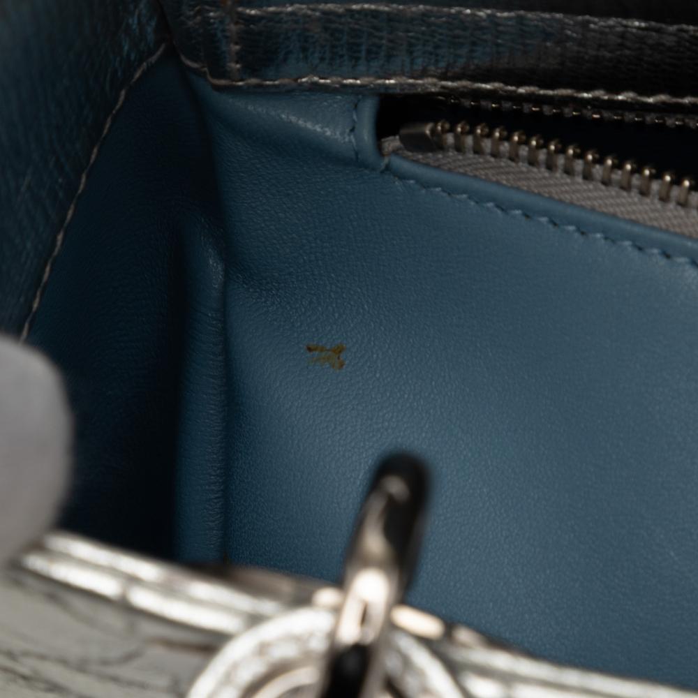 Christian Dior B Dior Silver Calf Leather Small Metallic Grained skin Cannage My ABCDior Lady Dior Italy