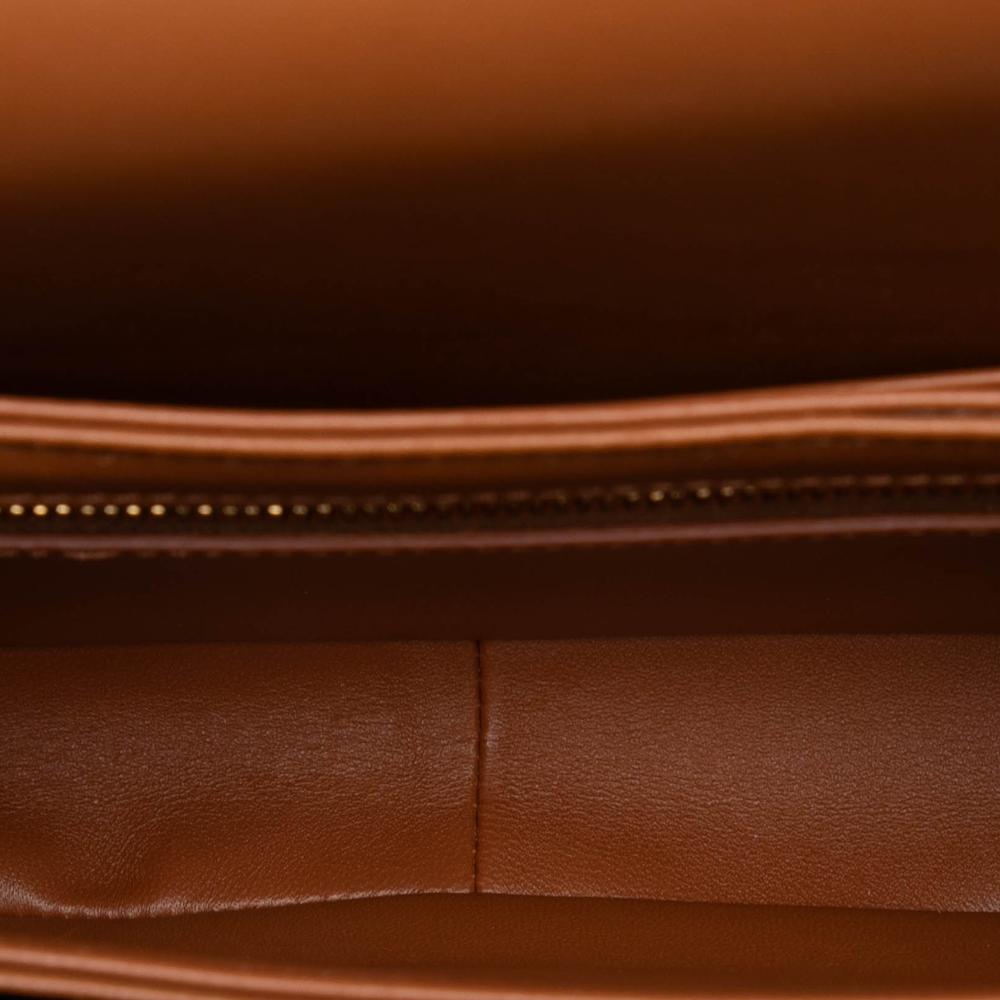 Celine AB Celine Brown Beige Canvas Fabric Teen and Calfskin Triomphe Crossbody Italy