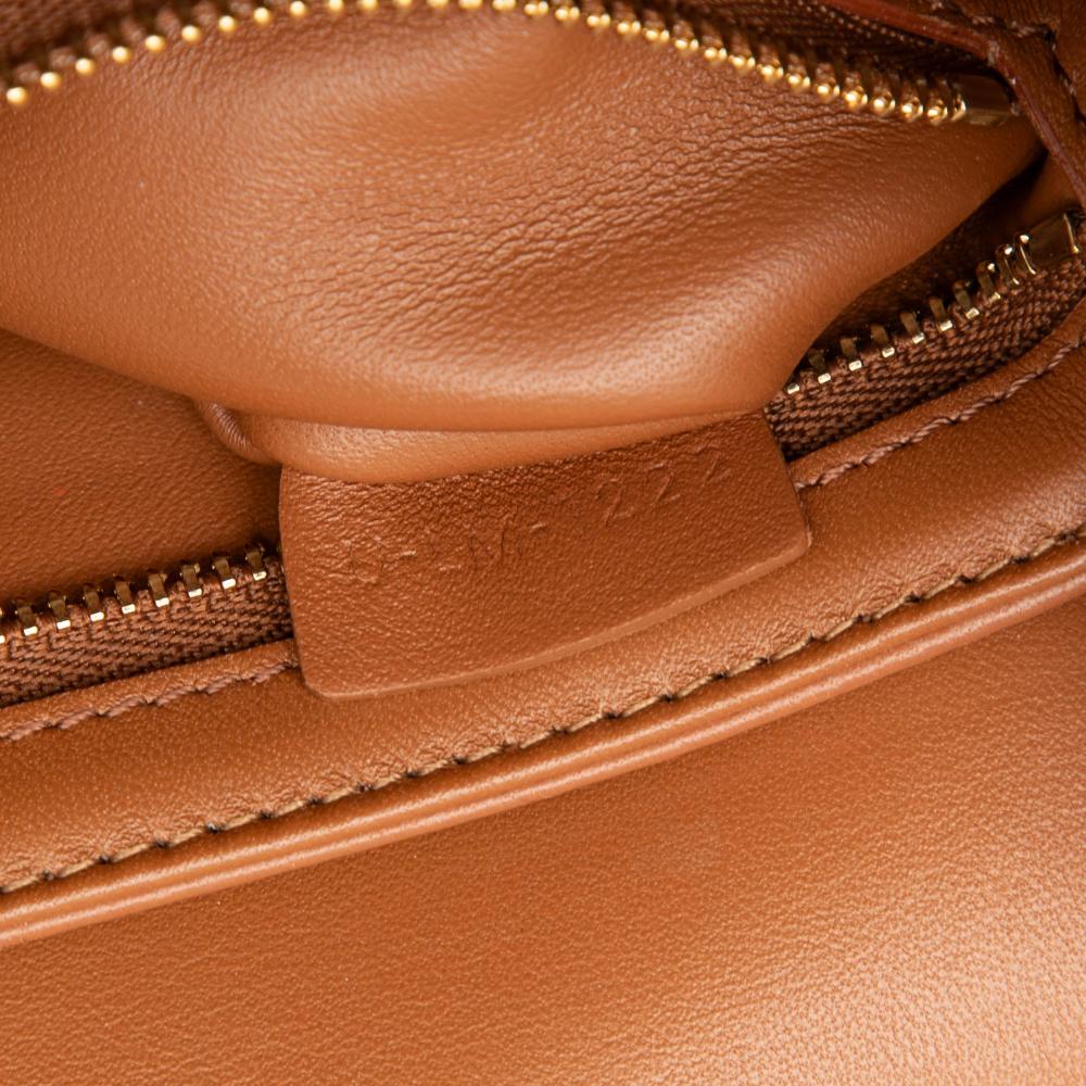 Celine AB Celine Brown Beige Canvas Fabric Teen and Calfskin Triomphe Crossbody Italy