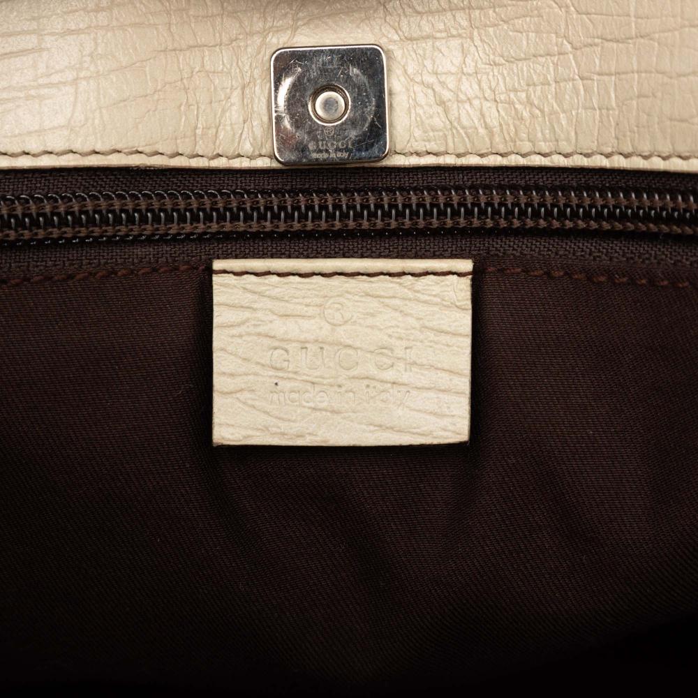 Gucci AB Gucci Brown Beige with White Coated Canvas Fabric GG Supreme Tote Italy