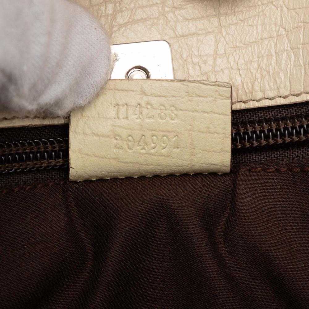 Gucci AB Gucci Brown Beige with White Coated Canvas Fabric GG Supreme Tote Italy