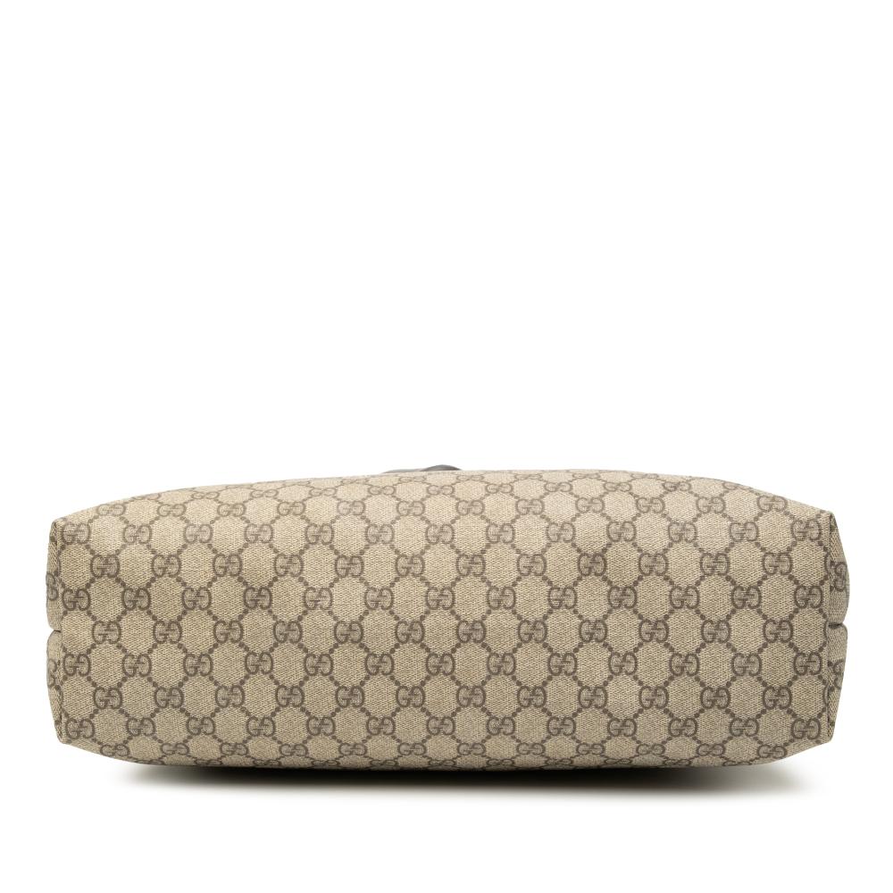 Gucci AB Gucci Brown Beige Coated Canvas Fabric GG Supreme Tote Italy