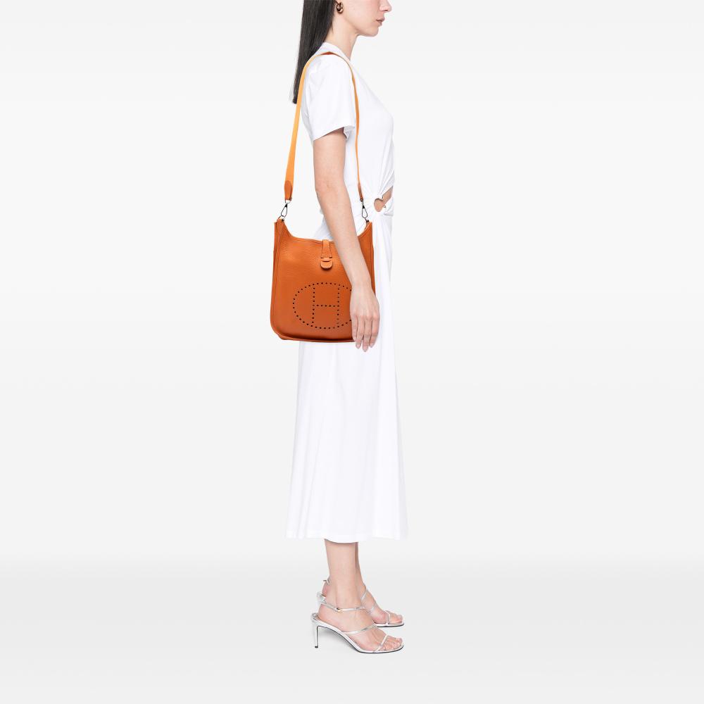 Hermès B Hermès Orange Calf Leather Clemence Evelyne III PM France