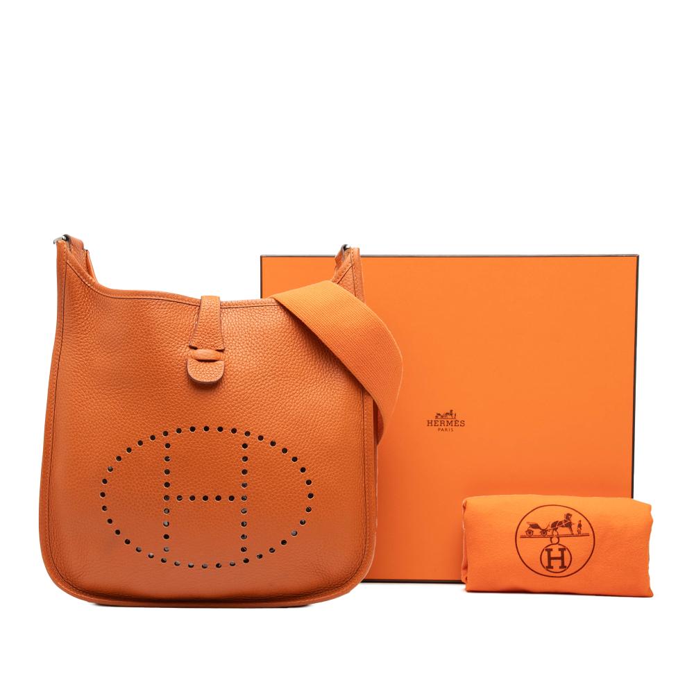Hermès B Hermès Orange Calf Leather Clemence Evelyne III PM France