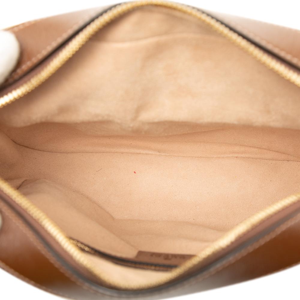 Gucci AB Gucci Brown Beige Coated Canvas Fabric Small GG Supreme Horsebit 1955 Crossbody Italy