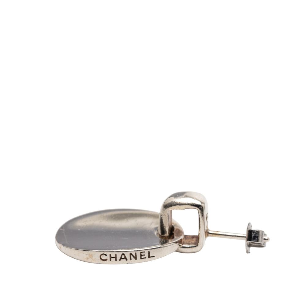 Chanel B Chanel Silver SV925 / Sterling Silver Metal Sterling Silver Logo Push Back Earrings France