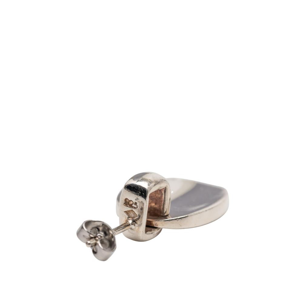 Chanel B Chanel Silver SV925 / Sterling Silver Metal Sterling Silver Logo Push Back Earrings France