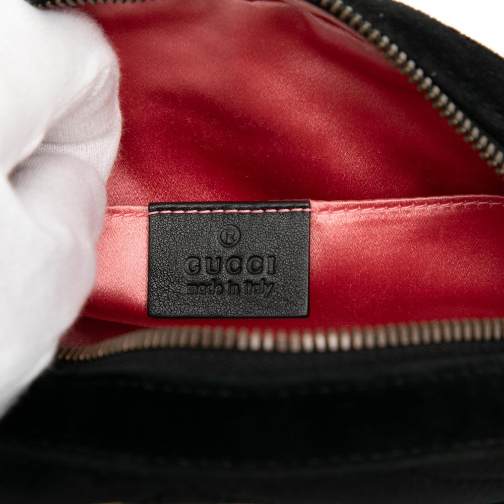 Gucci AB Gucci Black Velvet Fabric GG Marmont Matelasse Belt Bag Italy