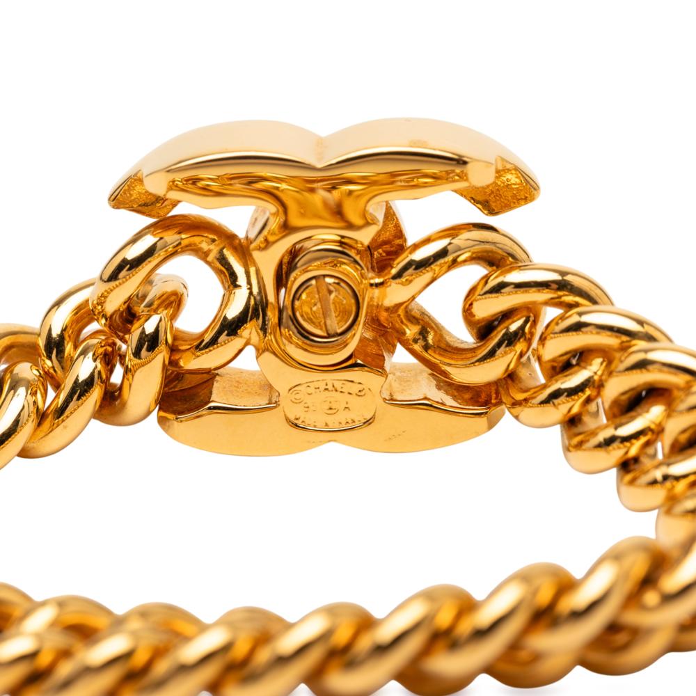 Chanel AB Chanel Gold Gold Plated Metal CC Turn Lock Bracelet France
