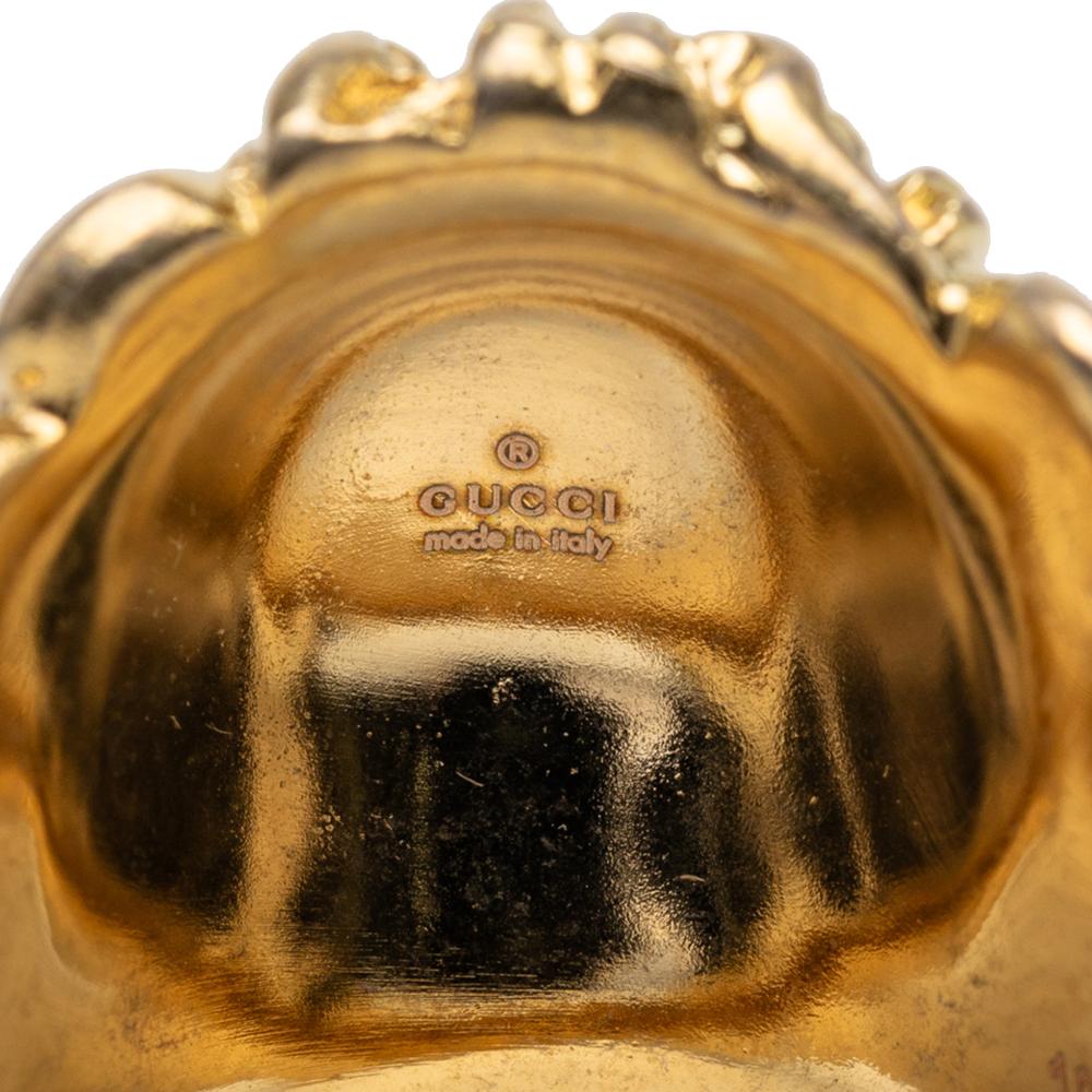 Gucci B Gucci Gold Gold Plated Metal Lion Head Ring 19 Italy