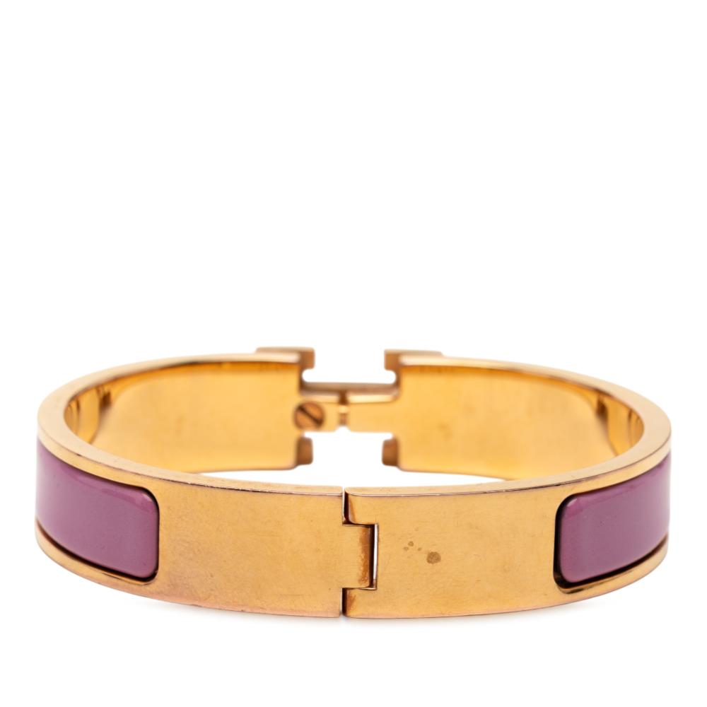 Hermès B Hermès Purple with Gold Enamel Other Narrow Clic H Bracelet PM France