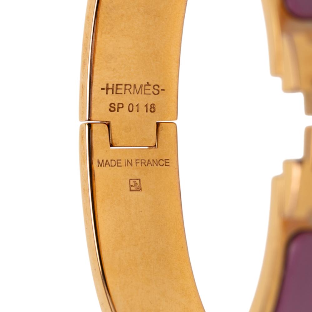 Hermès B Hermès Purple with Gold Enamel Other Narrow Clic H Bracelet PM France