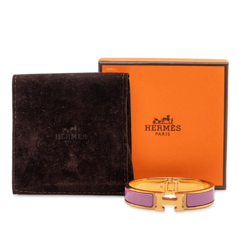 Hermès B Hermès Purple with Gold Enamel Other Narrow Clic H Bracelet PM France