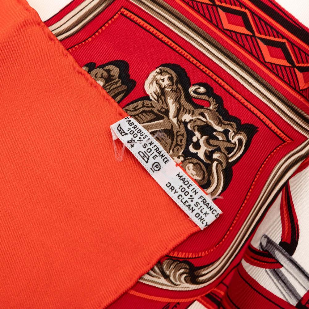 Hermès B Hermès White Ivory with Red Silk Fabric Brides de Gala Scarf France