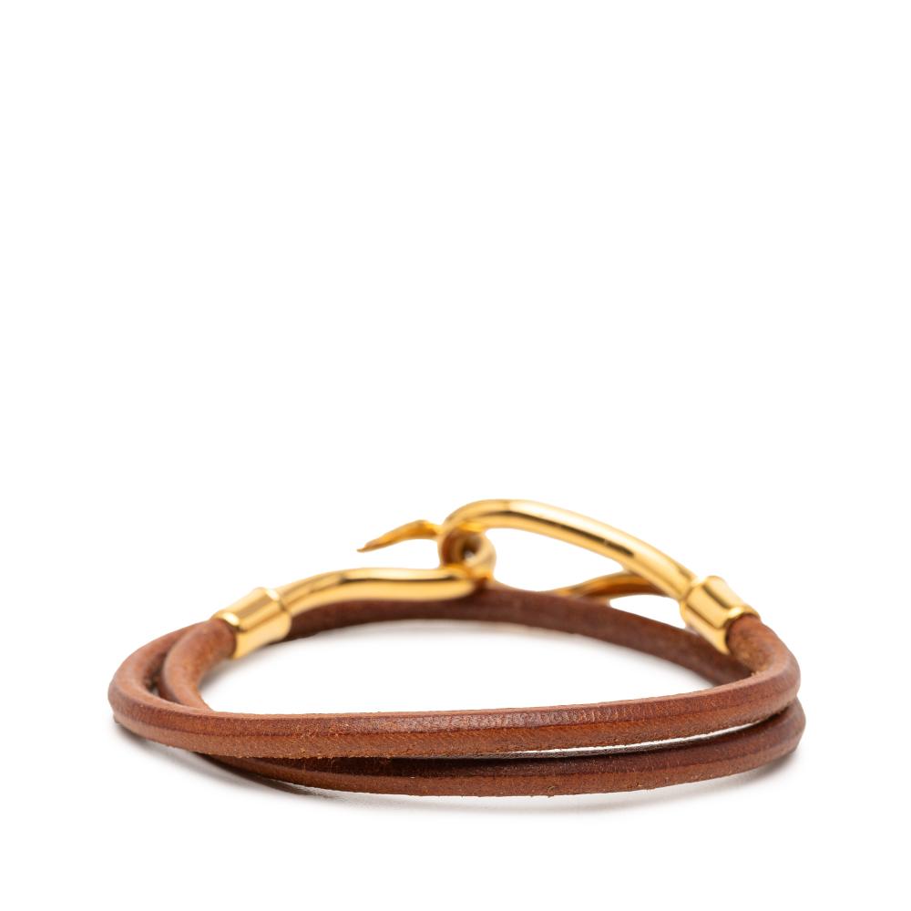 Hermès B Hermès Brown with Gold Calf Leather Jumbo Hook Double Tour Bracelet France