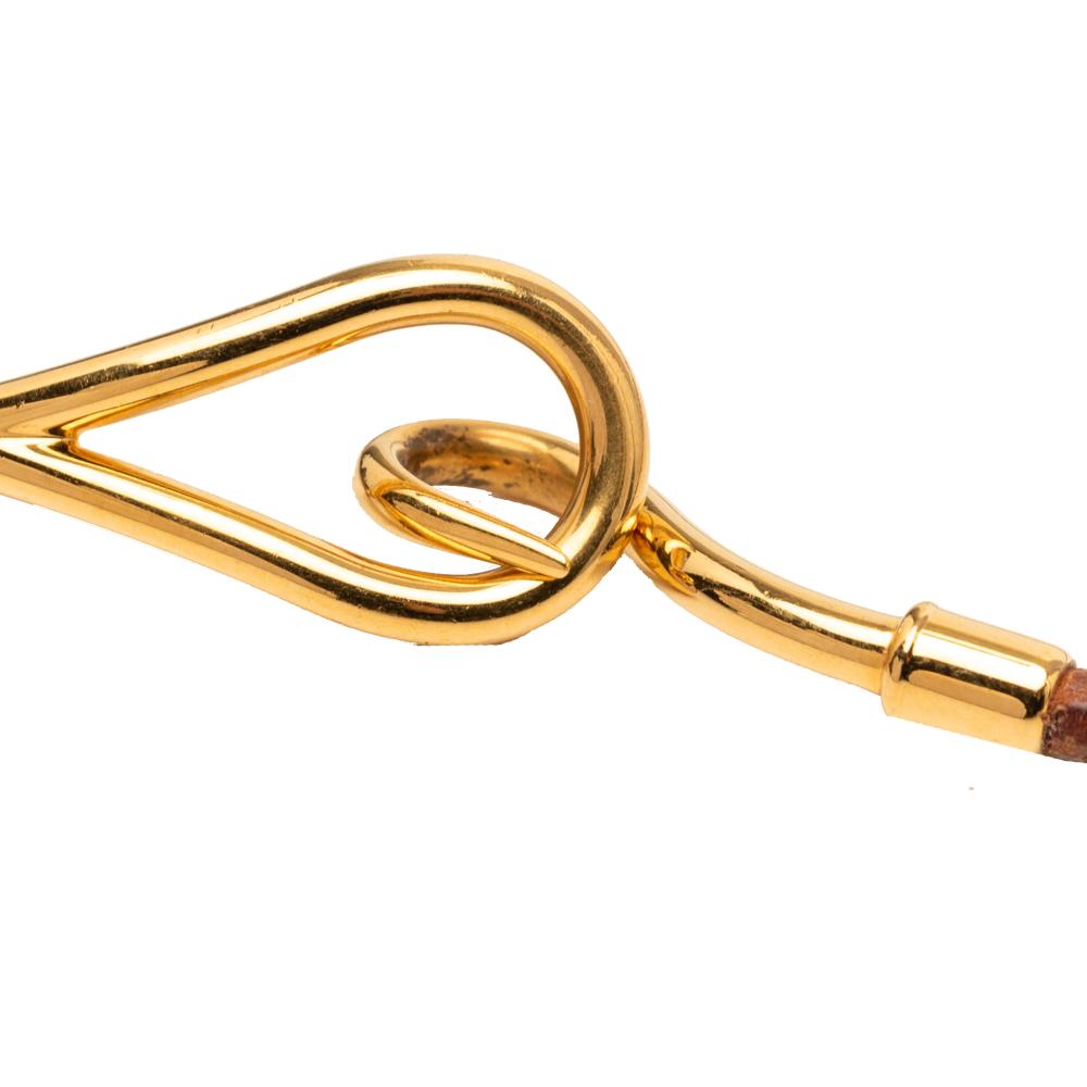 Hermès B Hermès Brown with Gold Calf Leather Jumbo Hook Double Tour Bracelet France