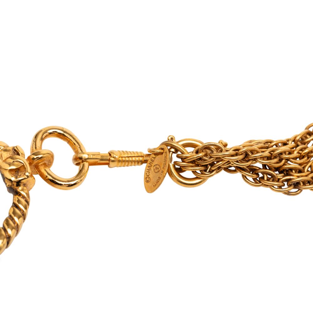 Chanel B Chanel Gold Gold Plated Metal Double Chain Loupe Magnifying Glass Pendant Necklace France