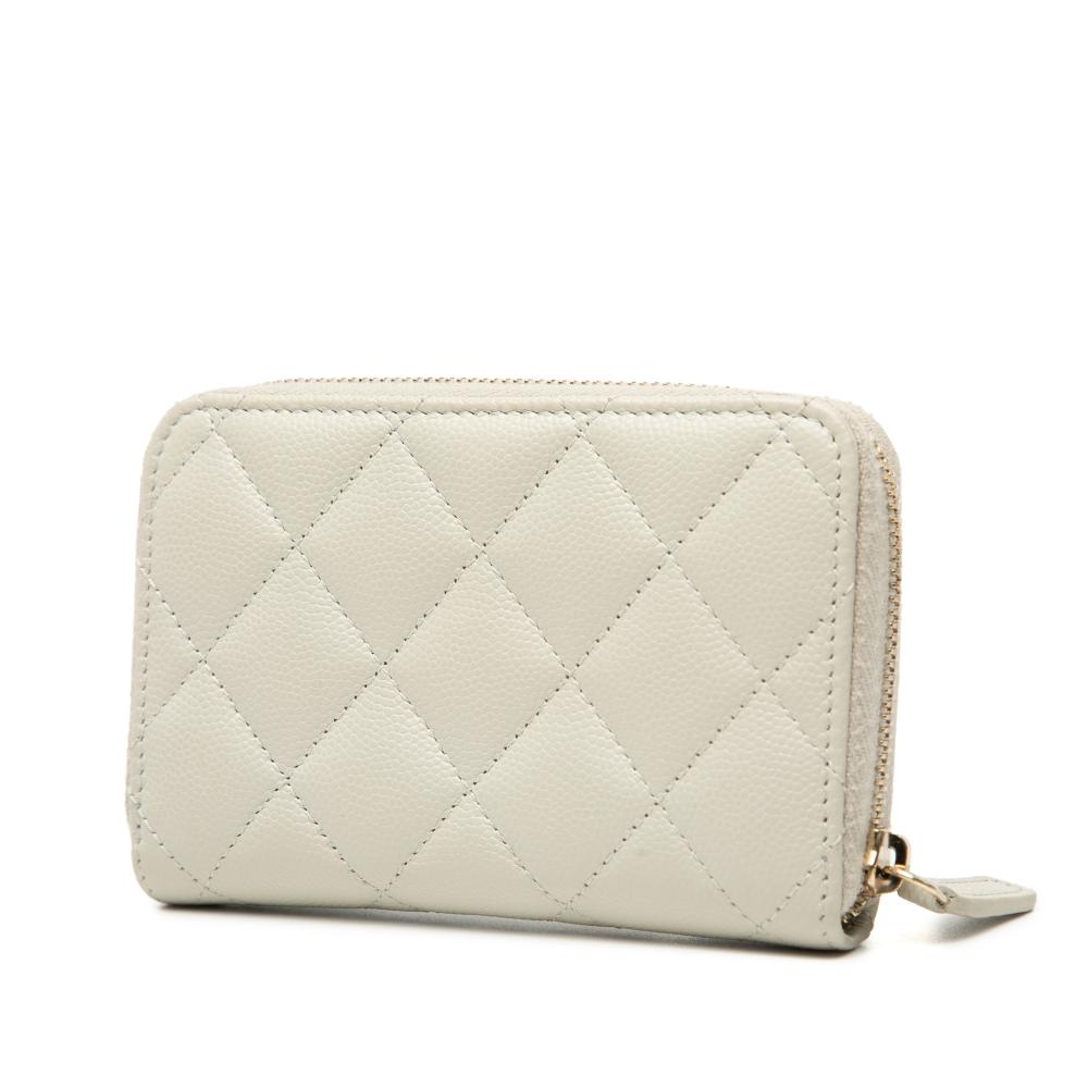 Chanel AB Chanel White Caviar Leather Leather CC Quilted Caviar Zip Coin Purse Spain