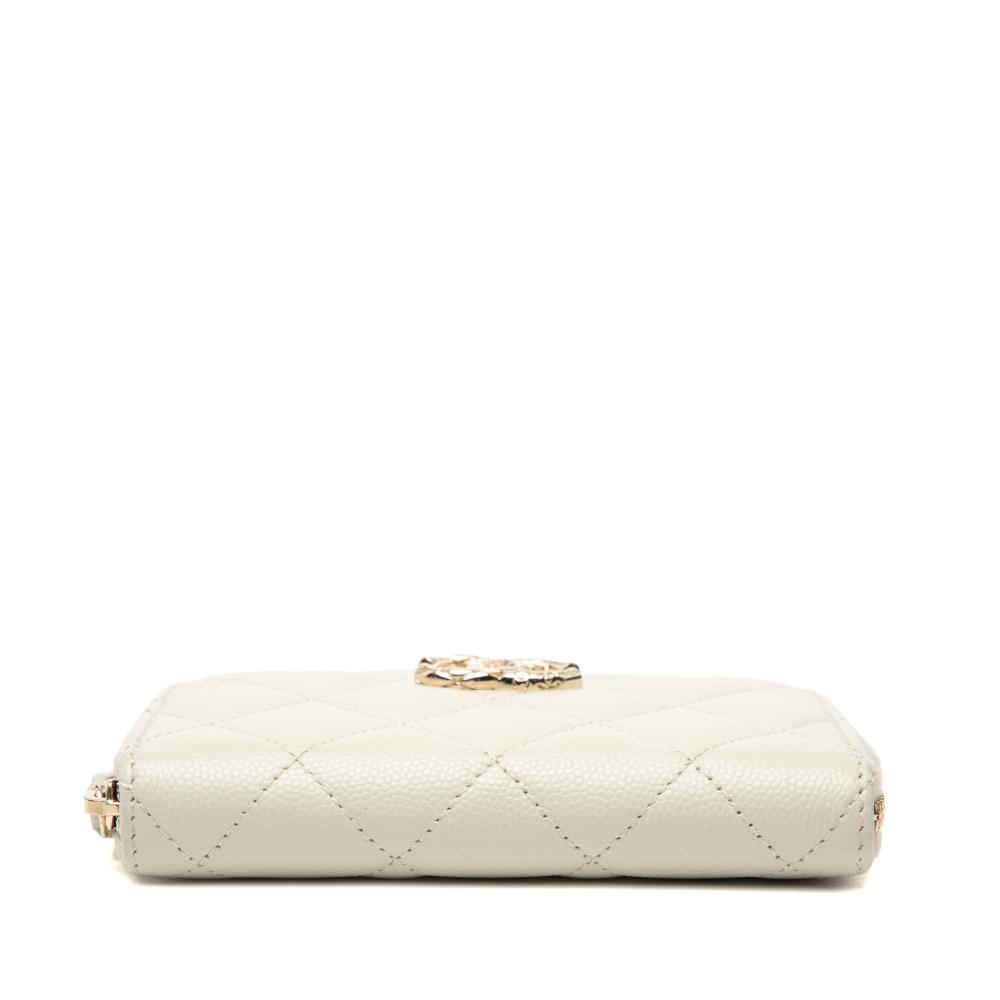 Chanel AB Chanel White Caviar Leather Leather CC Quilted Caviar Zip Coin Purse Spain