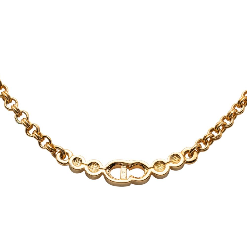 Christian Dior B Dior Gold Gold Plated Metal CD Logo Pendant Necklace Germany