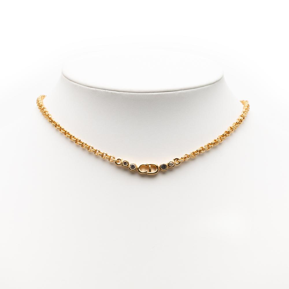 Christian Dior B Dior Gold Gold Plated Metal CD Logo Pendant Necklace Germany