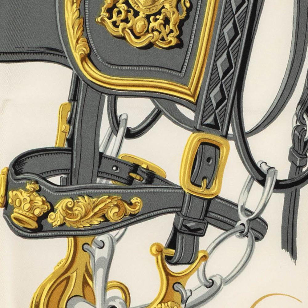 Hermès AB Hermès White with Multi Silk Fabric Brides de Gala Scarf 90 France