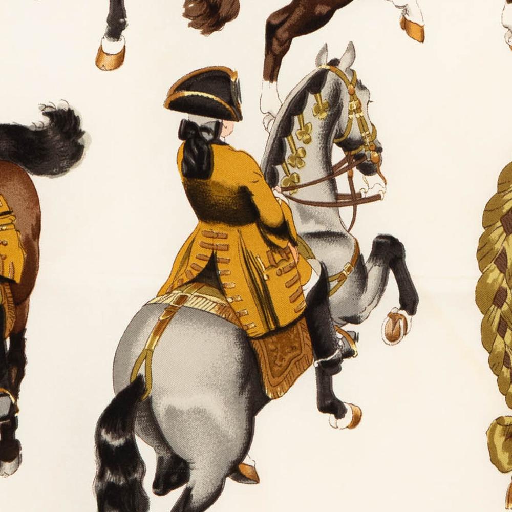 Hermès AB Hermès White Silk Fabric Reprise Scarf 90 France