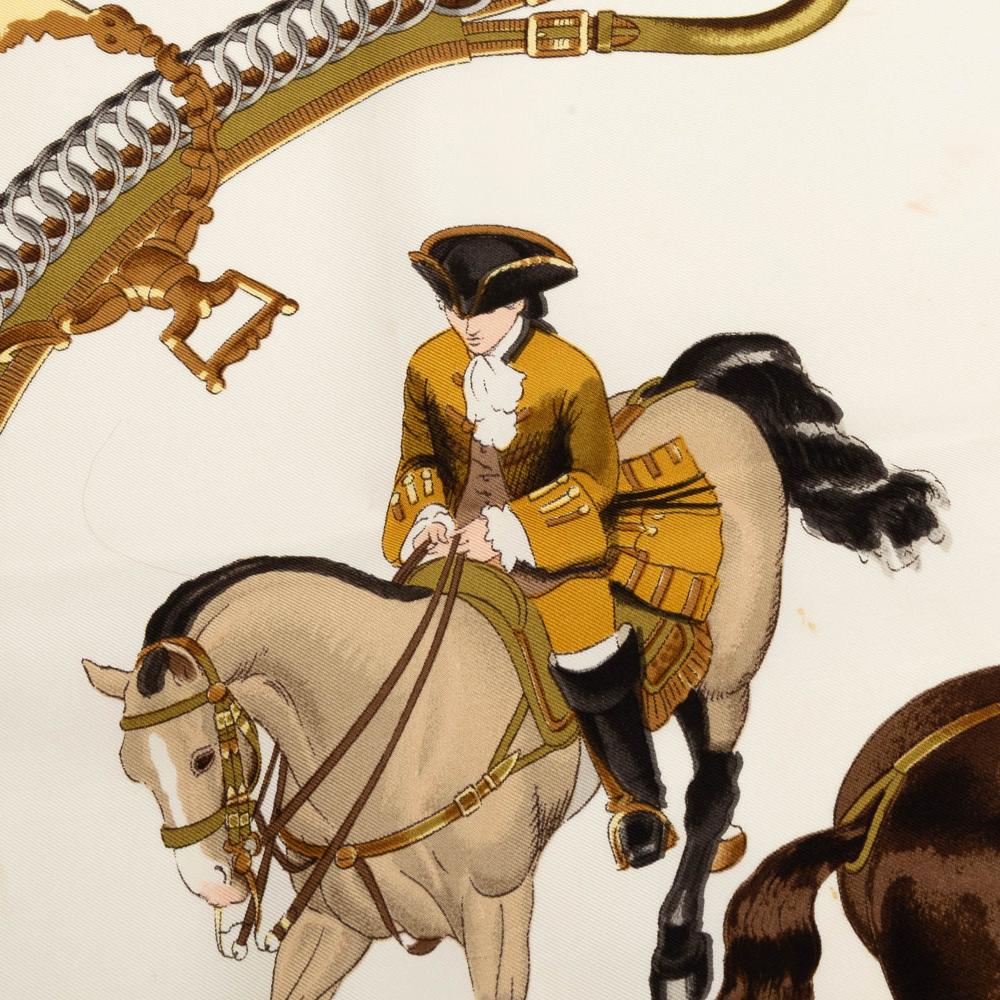 Hermès AB Hermès White Silk Fabric Reprise Scarf 90 France