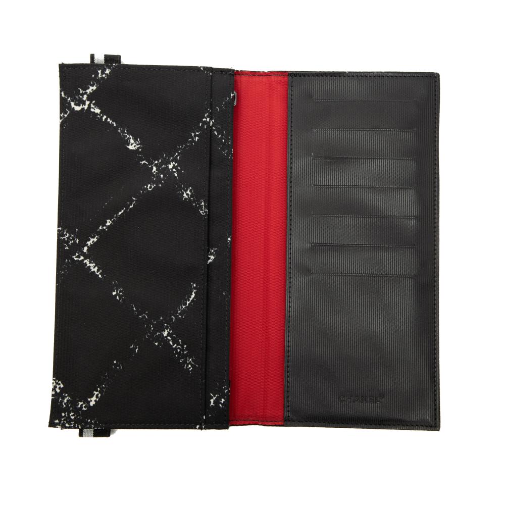 Chanel AB Chanel Black Nylon Fabric Old Travel Line Bifold Long Wallet France