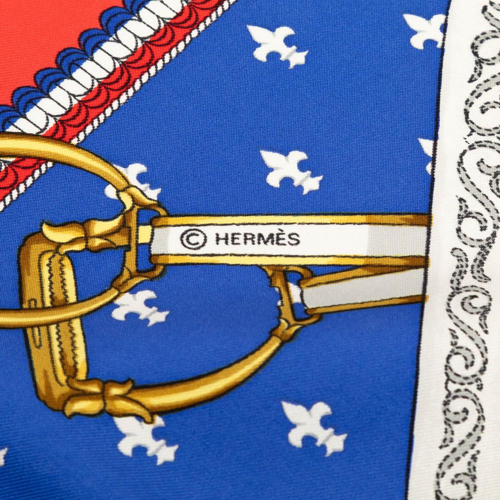 Hermès AB Hermès Blue Silk Fabric Selles a Housse Scarf 90 France