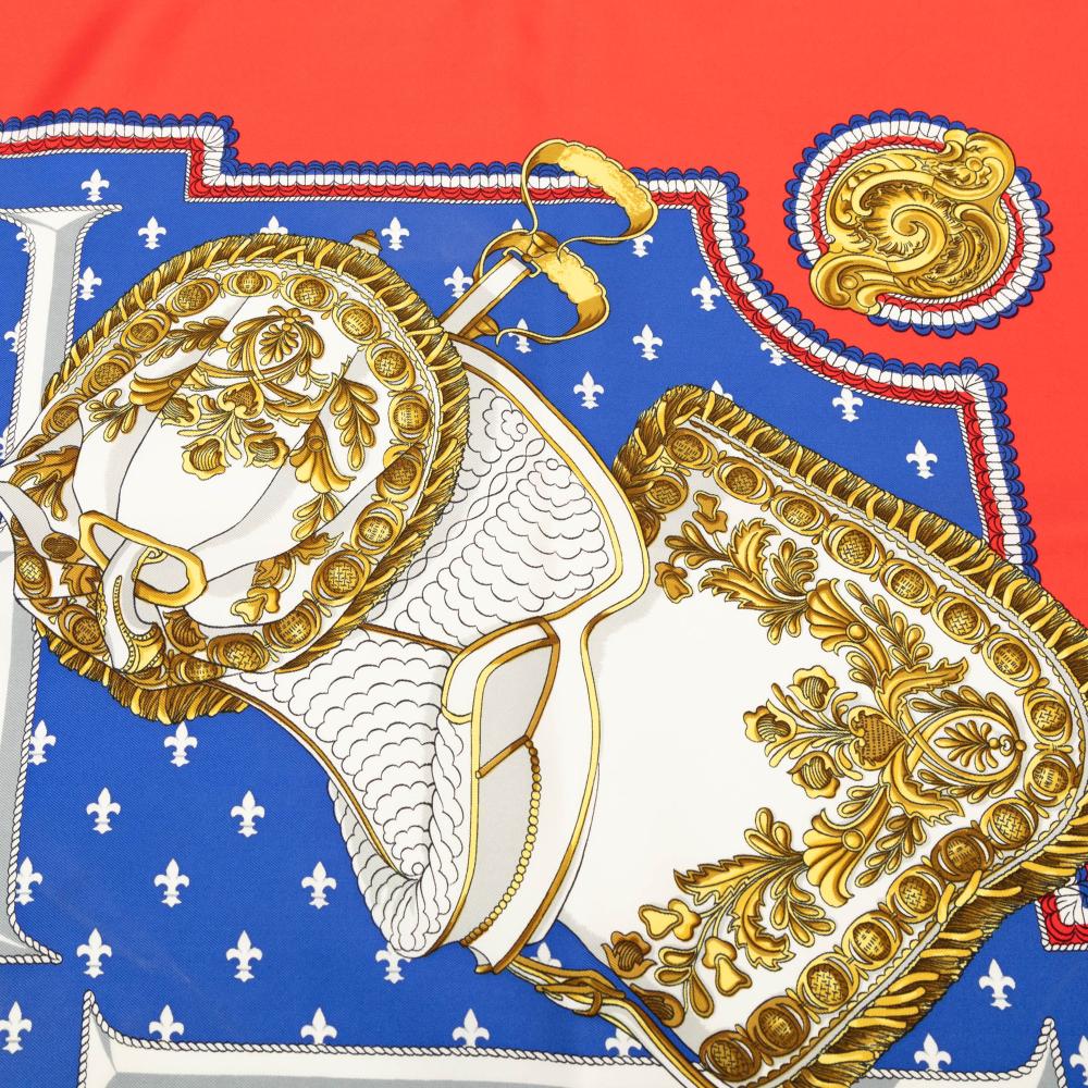 Hermès AB Hermès Blue Silk Fabric Selles a Housse Scarf 90 France