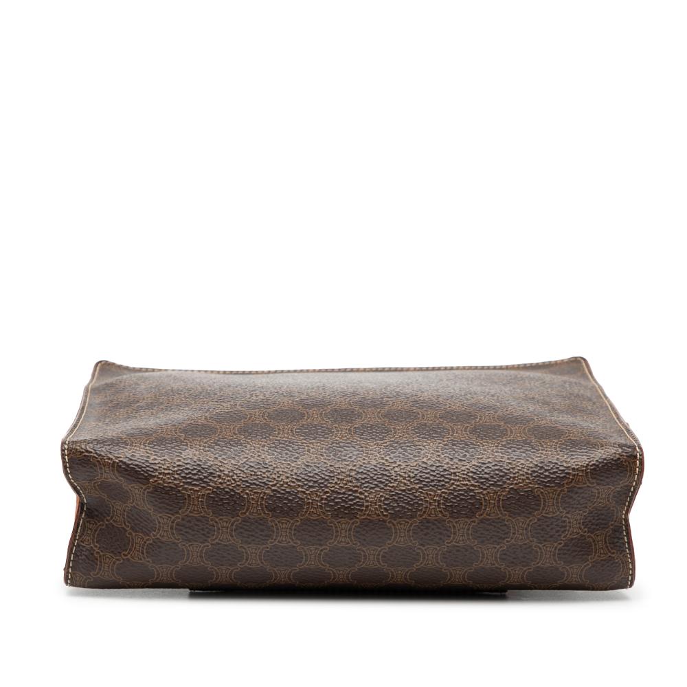 Celine B Celine Brown Dark Brown Coated Canvas Fabric Macadam Crossbody Italy