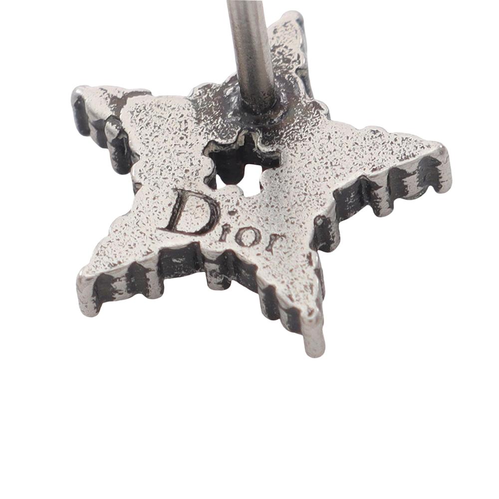 Christian Dior AB Dior Silver Stainless Steel Metal Multicolor Rhinestone Star and CD Logo Earrings France