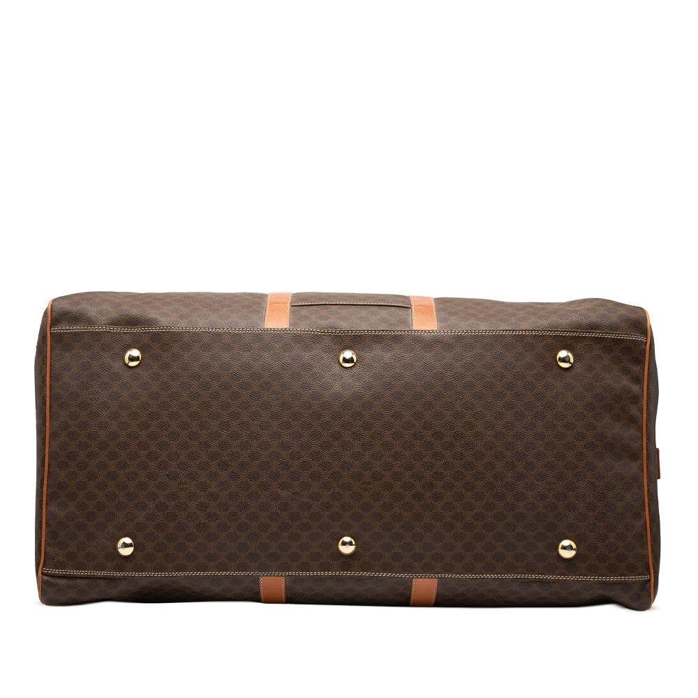 Celine B Celine Brown Coated Canvas Fabric Macadam Travel Bag Italy