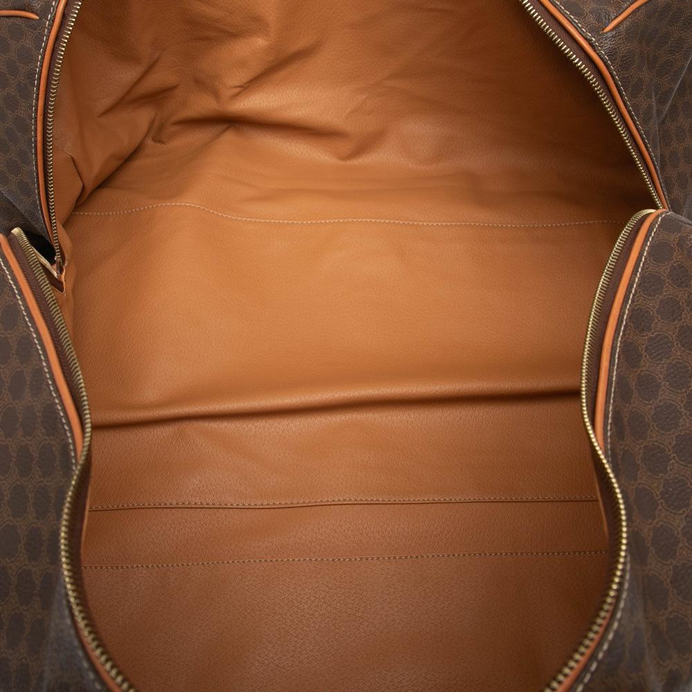 Celine B Celine Brown Coated Canvas Fabric Macadam Travel Bag Italy