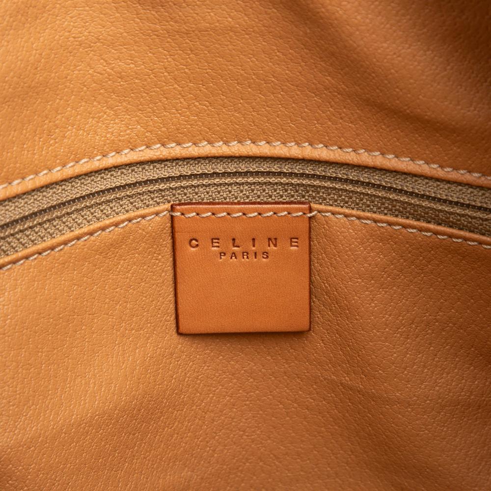 Celine B Celine Brown Coated Canvas Fabric Macadam Travel Bag Italy