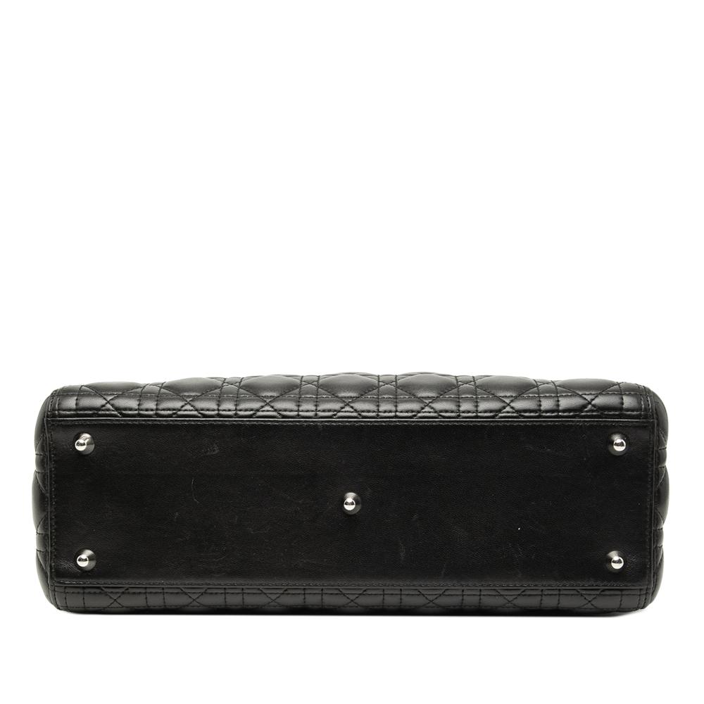 Christian Dior AB Dior Black Lambskin Leather Leather Large Lambskin Cannage Lady Dior Italy