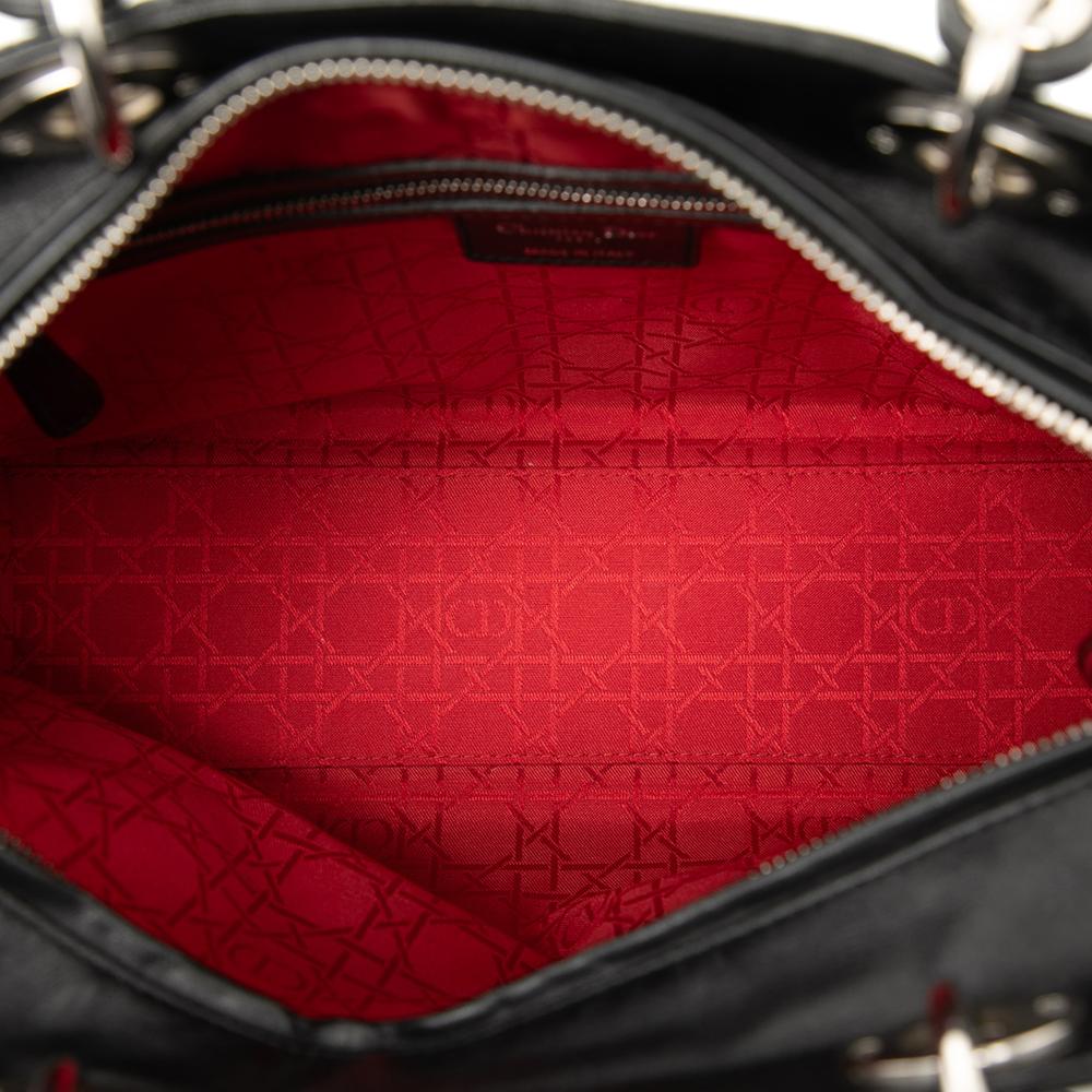 Christian Dior AB Dior Black Lambskin Leather Leather Large Lambskin Cannage Lady Dior Italy