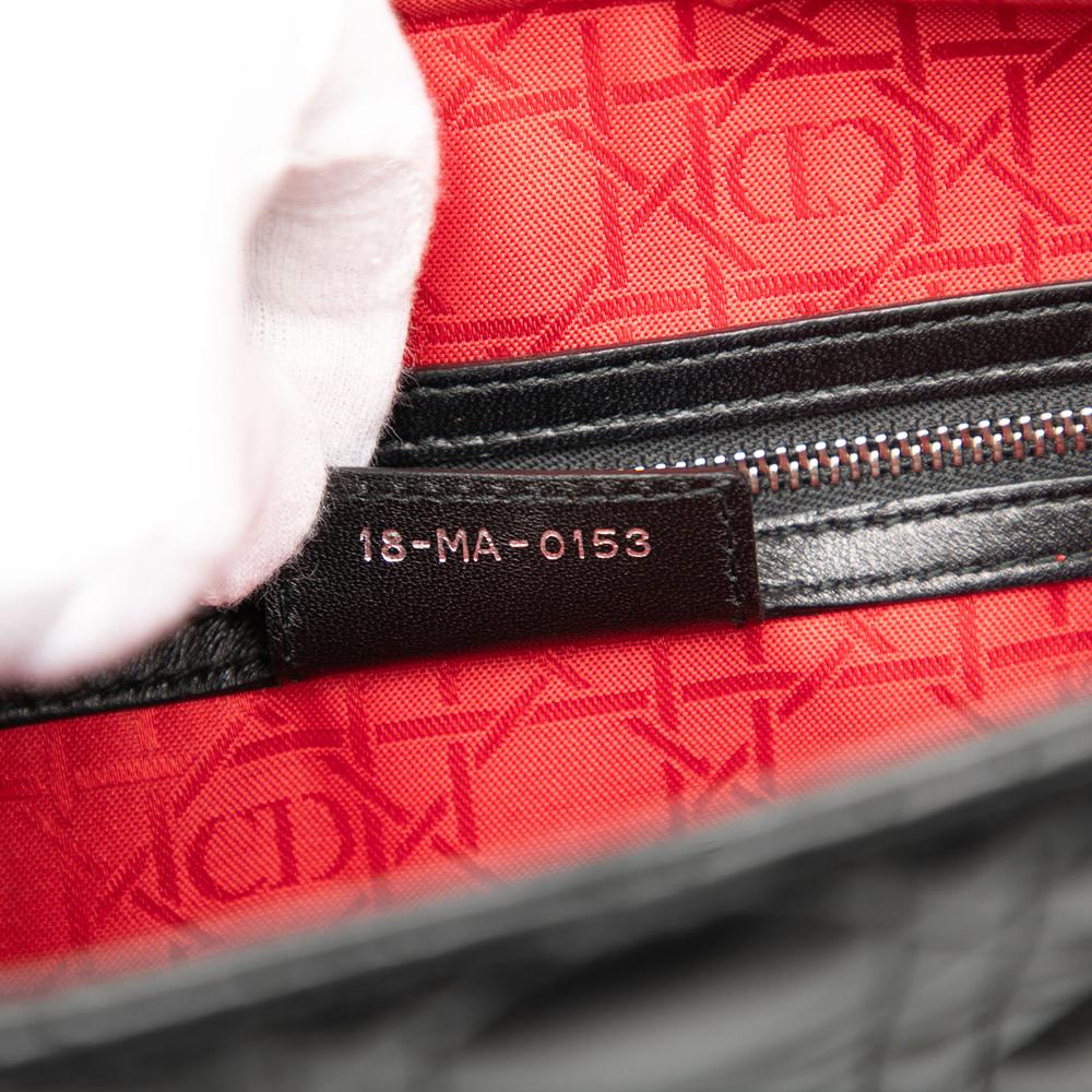 Christian Dior AB Dior Black Lambskin Leather Leather Large Lambskin Cannage Lady Dior Italy