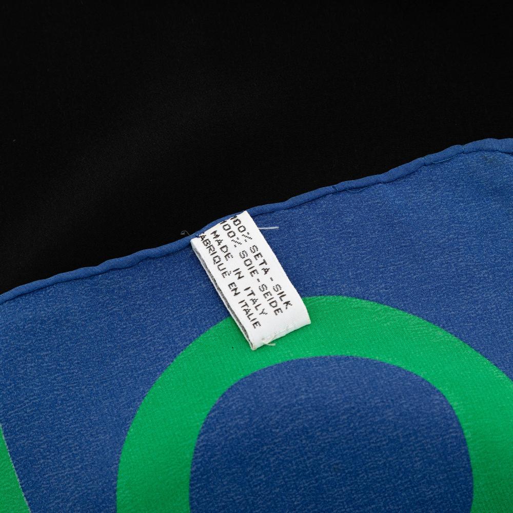 Chanel AB Chanel Black with Multi Silk Fabric Logo Printed Scarf Italy