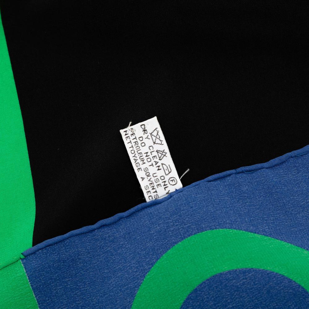 Chanel AB Chanel Black with Multi Silk Fabric Logo Printed Scarf Italy