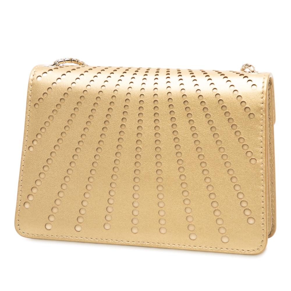 Bvlgari Gold Mini Laser Cut Calfskin Serpenti Forever Diamond Blast Sunshine Crossbody Italy
