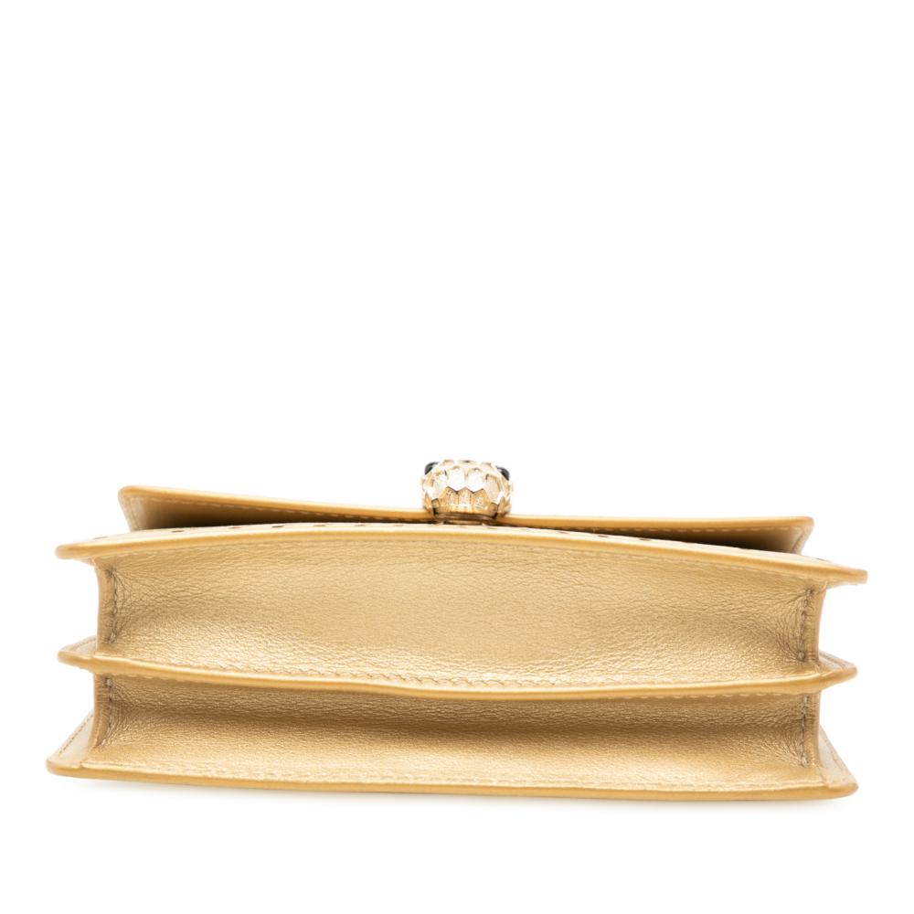 Bvlgari Gold Mini Laser Cut Calfskin Serpenti Forever Diamond Blast Sunshine Crossbody Italy