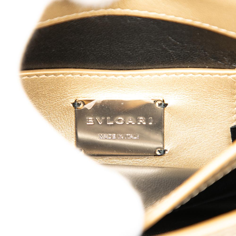 Bvlgari Gold Mini Laser Cut Calfskin Serpenti Forever Diamond Blast Sunshine Crossbody Italy